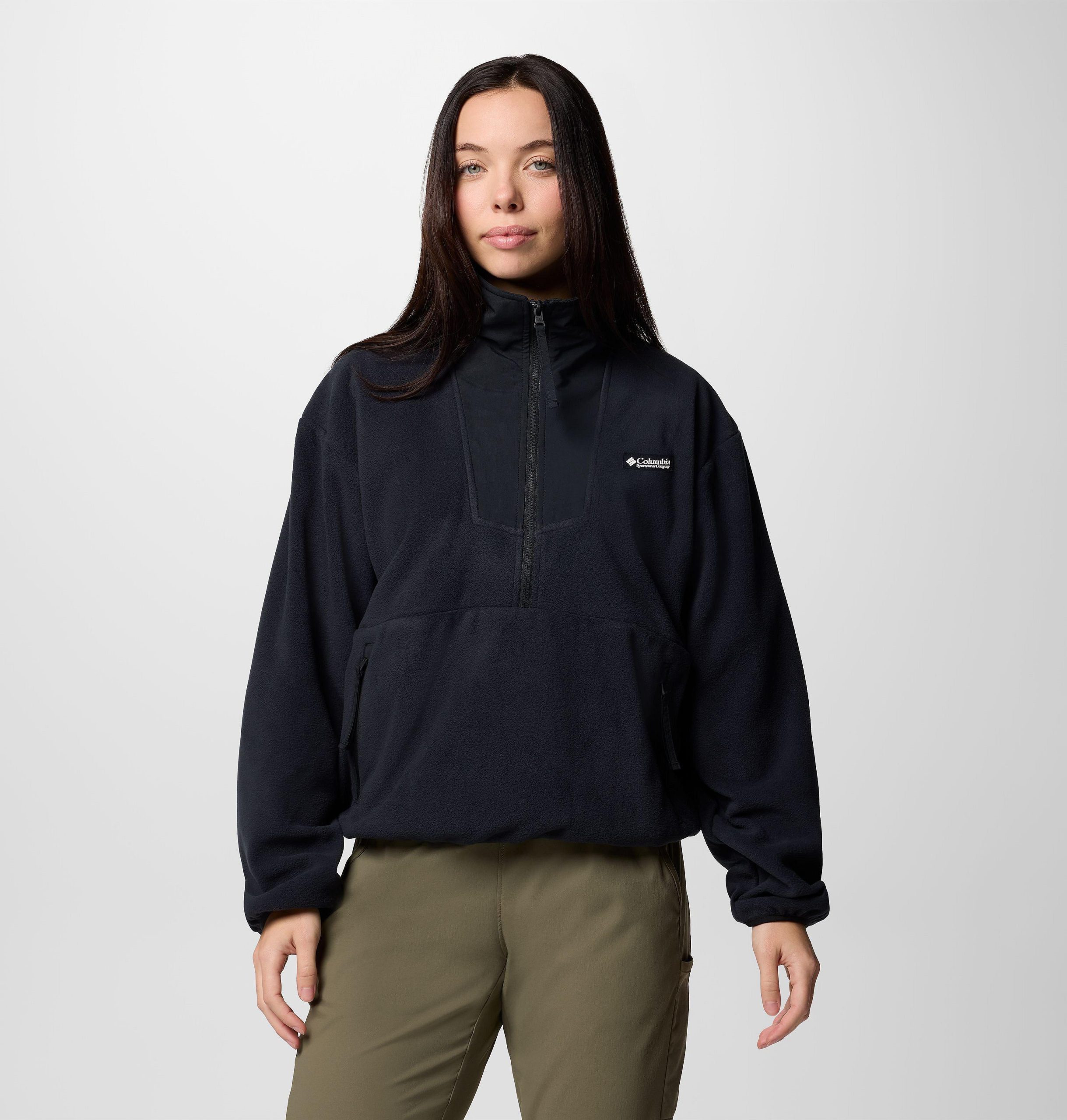 sequoia grove fleece-sweatshirt für damen mit halbem reißverschluss