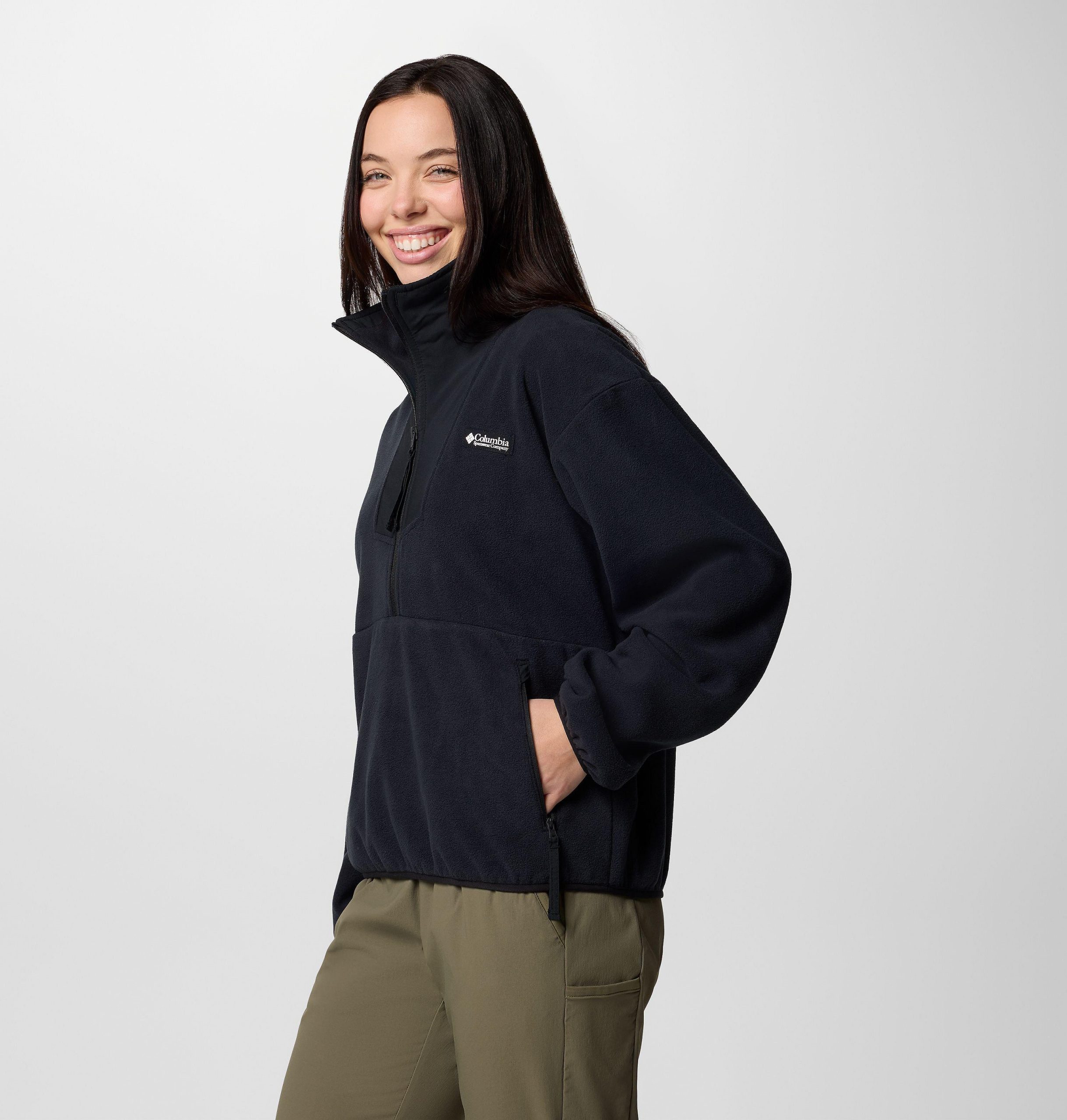sequoia grove fleece-sweatshirt für damen mit halbem reißverschluss