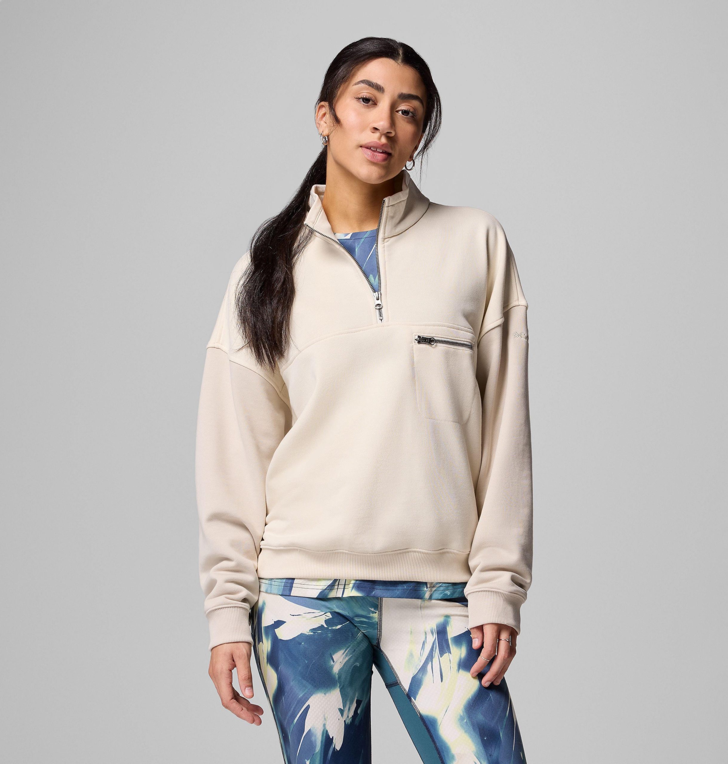 damen bugasweat pullover mit halbem reißverschluss