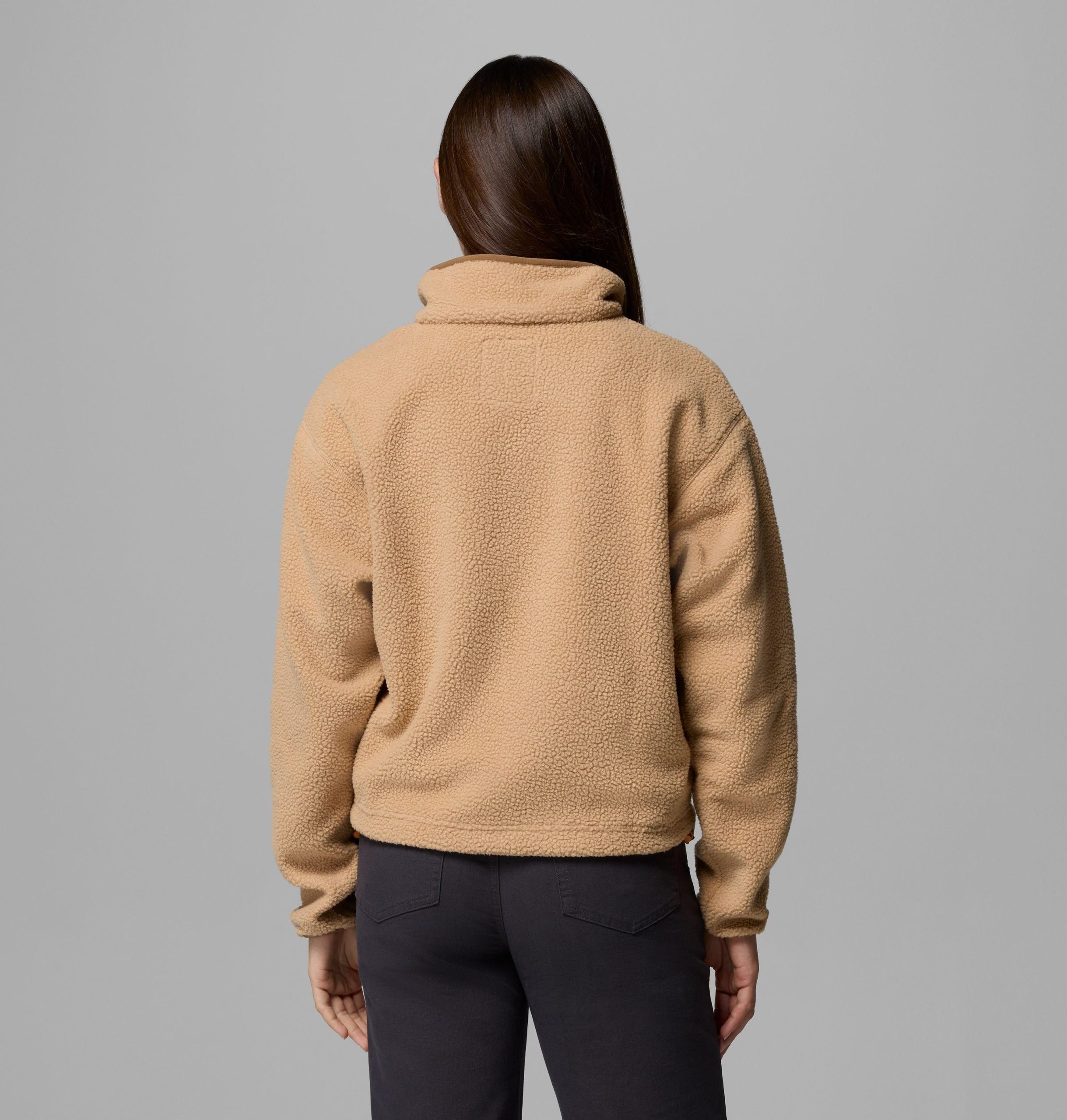 helvetia ii fleece-pullover für damen kurz geschnitten mit halben druckknöpfen
