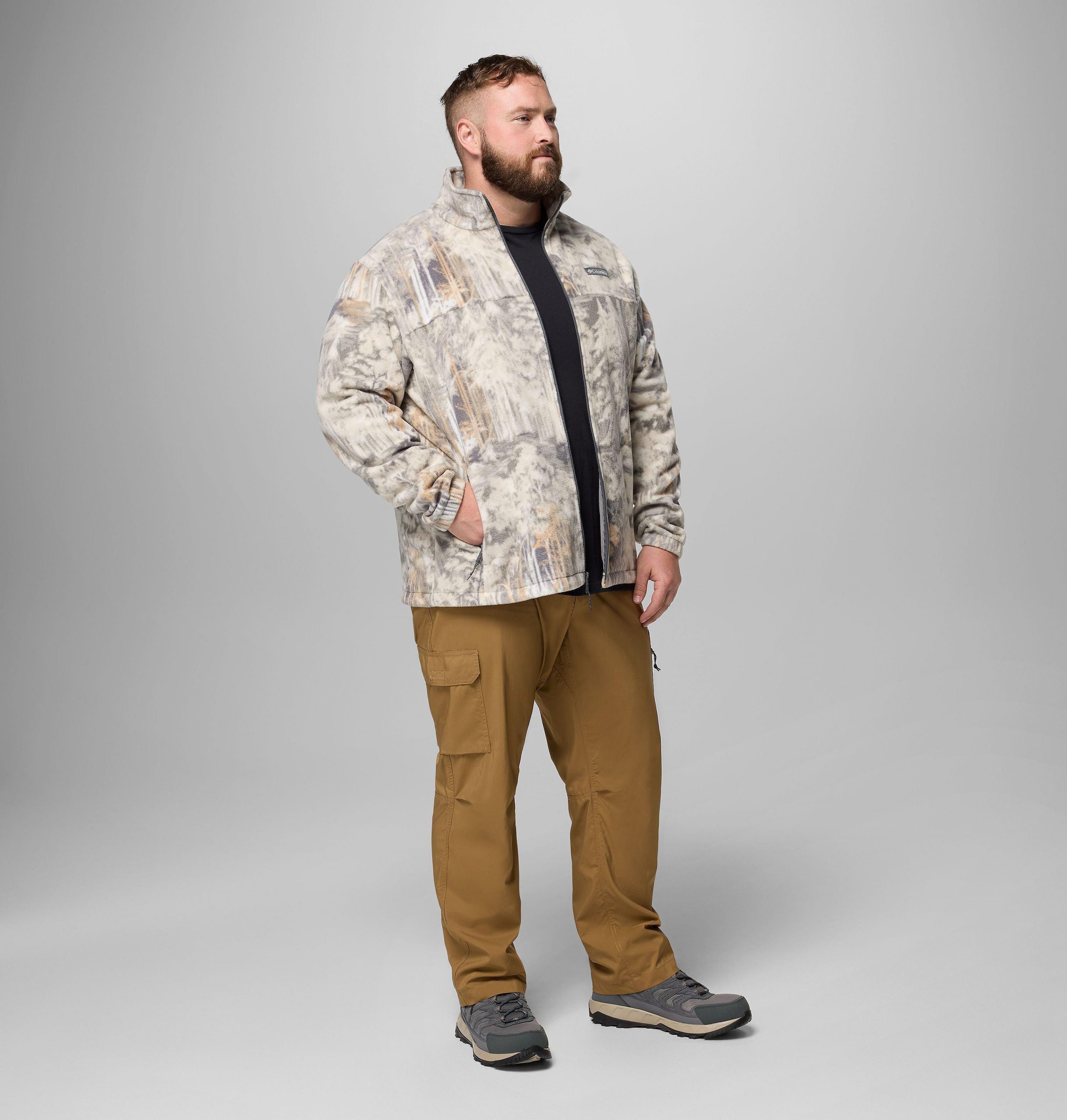 steens herren-fleecejacke mit bergprint – größe l
