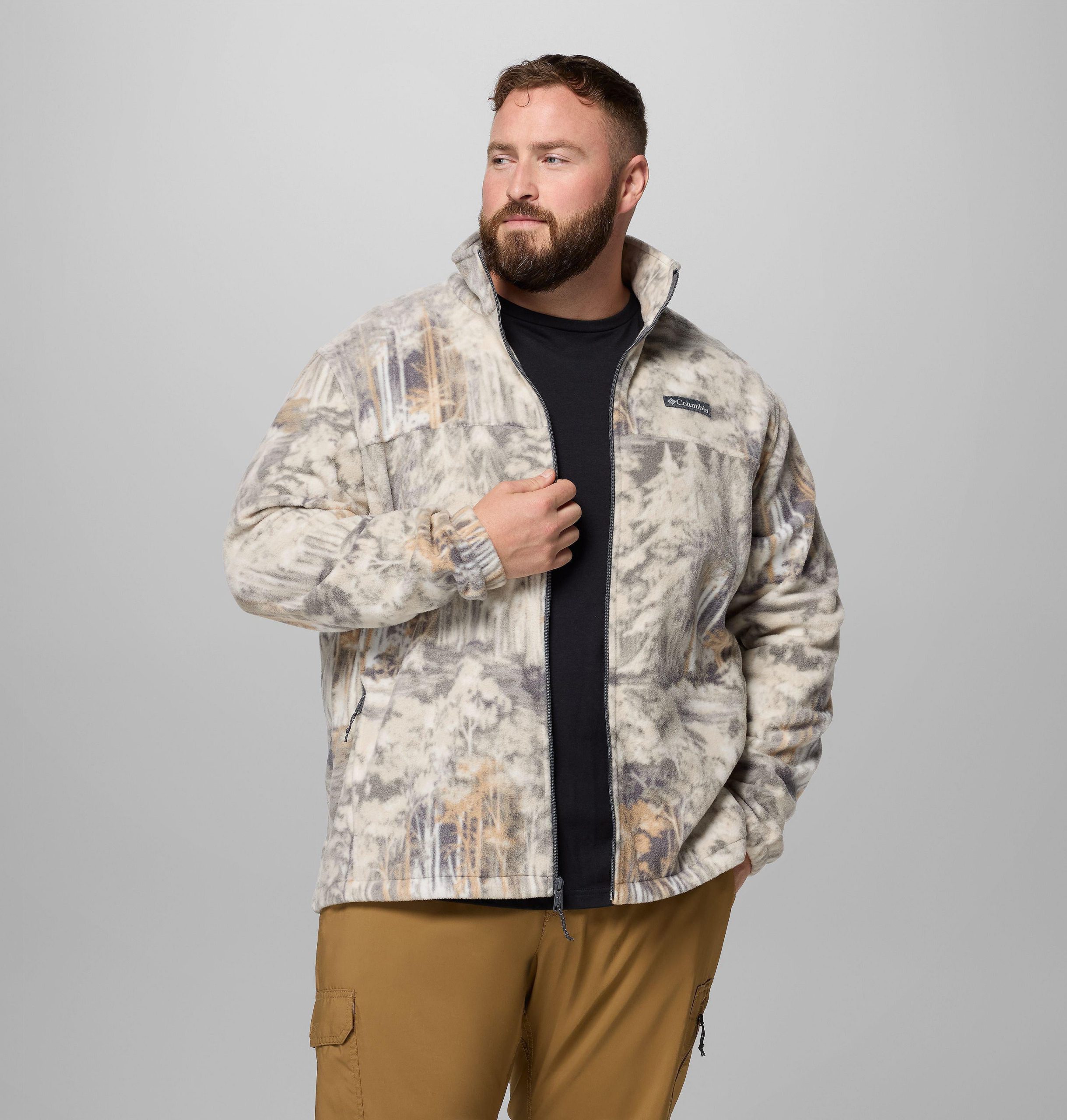 steens herren-fleecejacke mit bergprint – größe l