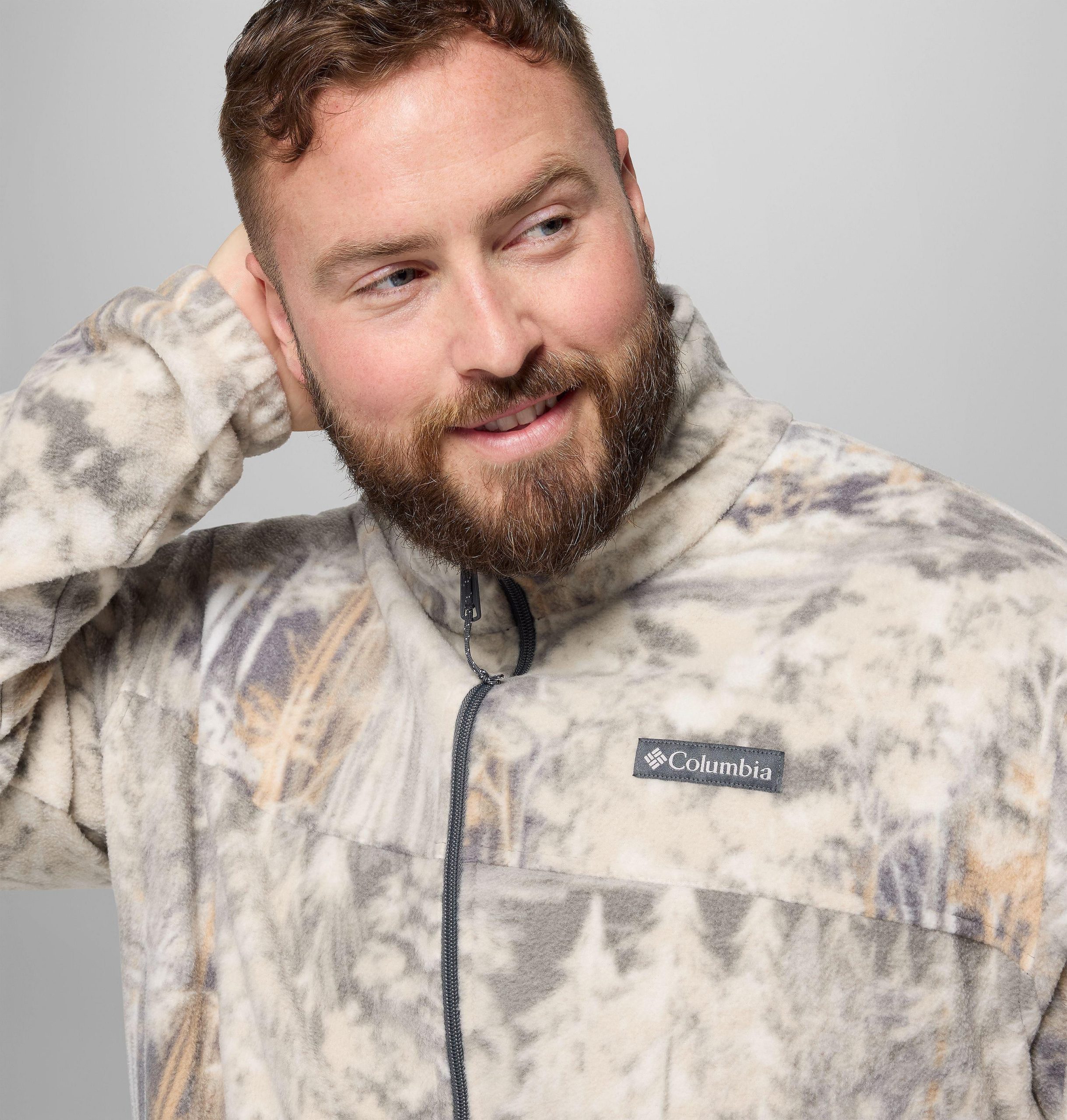 steens herren-fleecejacke mit bergprint – größe l