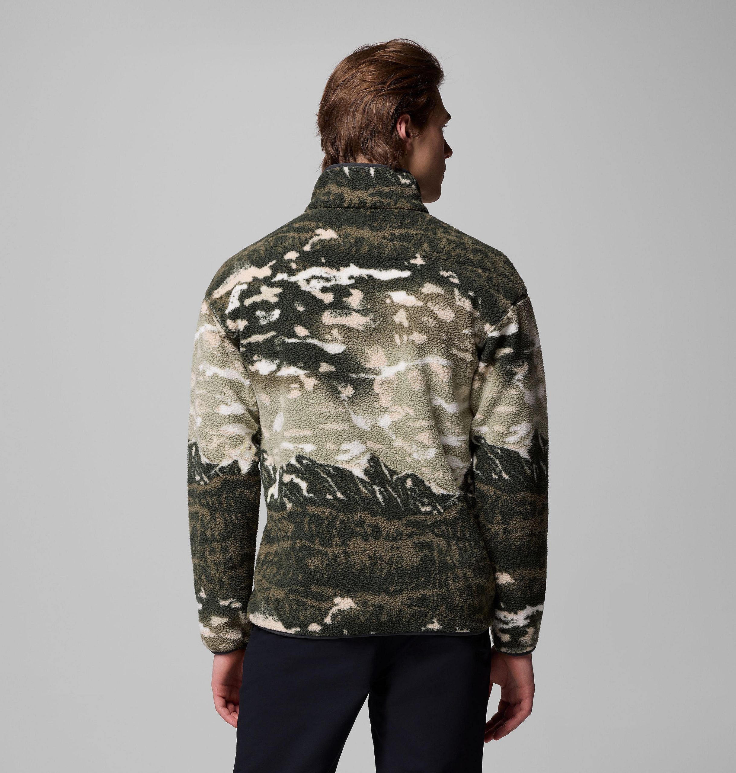 helvetia ii herren-fleecepullover mit print und halben druckknöpfen