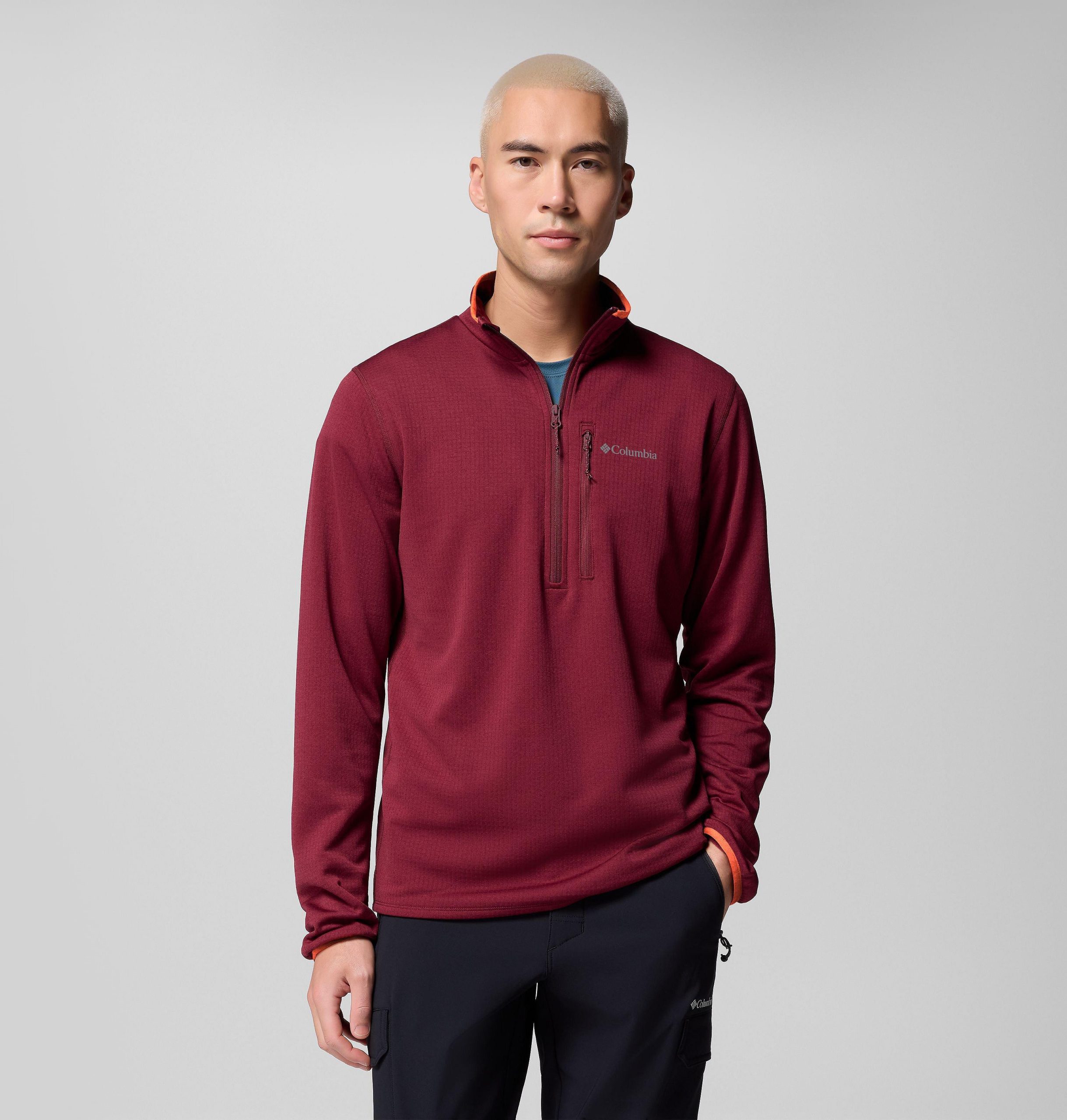 herren essential hike grid fleece-pullover mit halbem reißverschluss