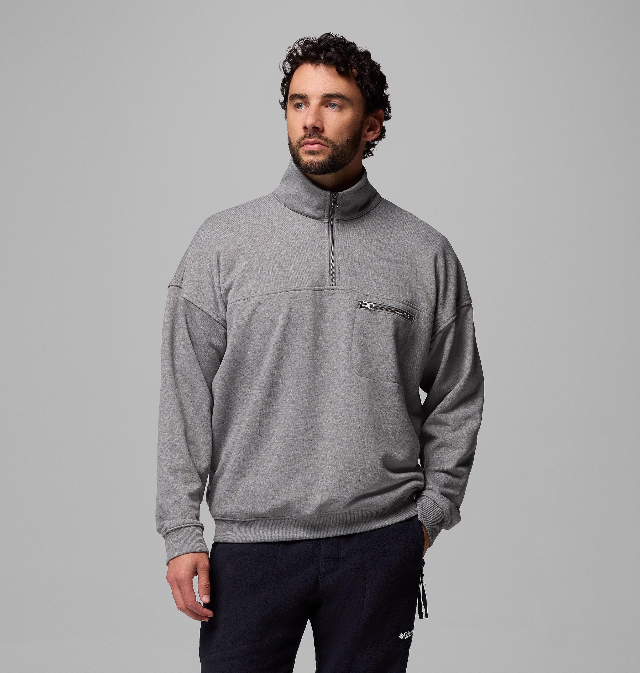bugasweat herren-pullover mit halbem reißverschluss