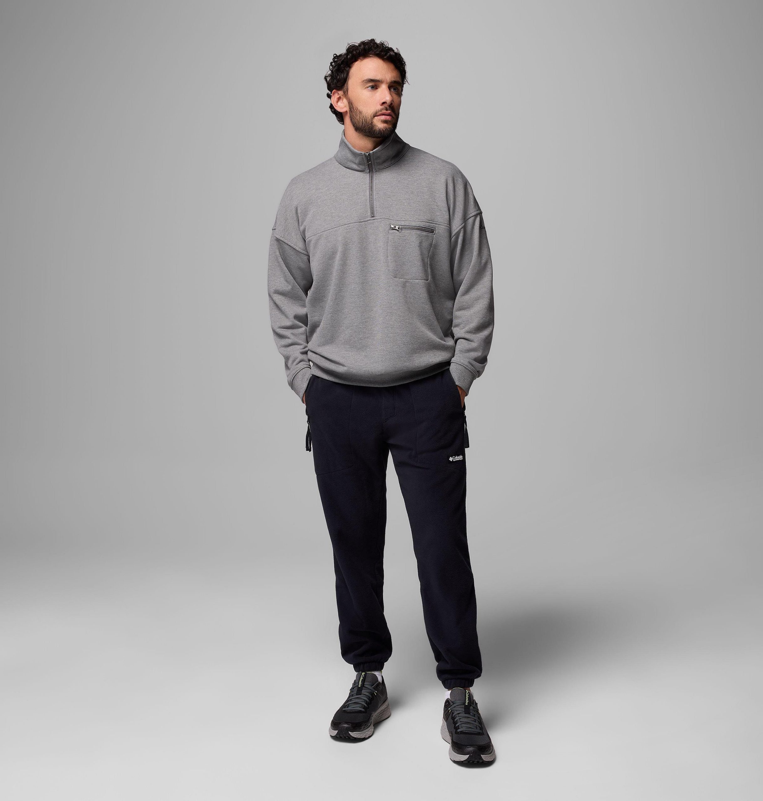 bugasweat herren-pullover mit halbem reißverschluss