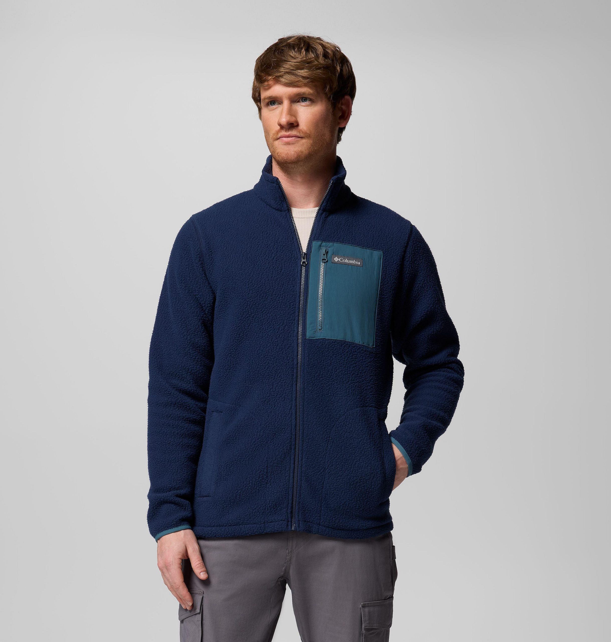jasper ridge fleecejacke mit durchgehendem reißverschluss für herren