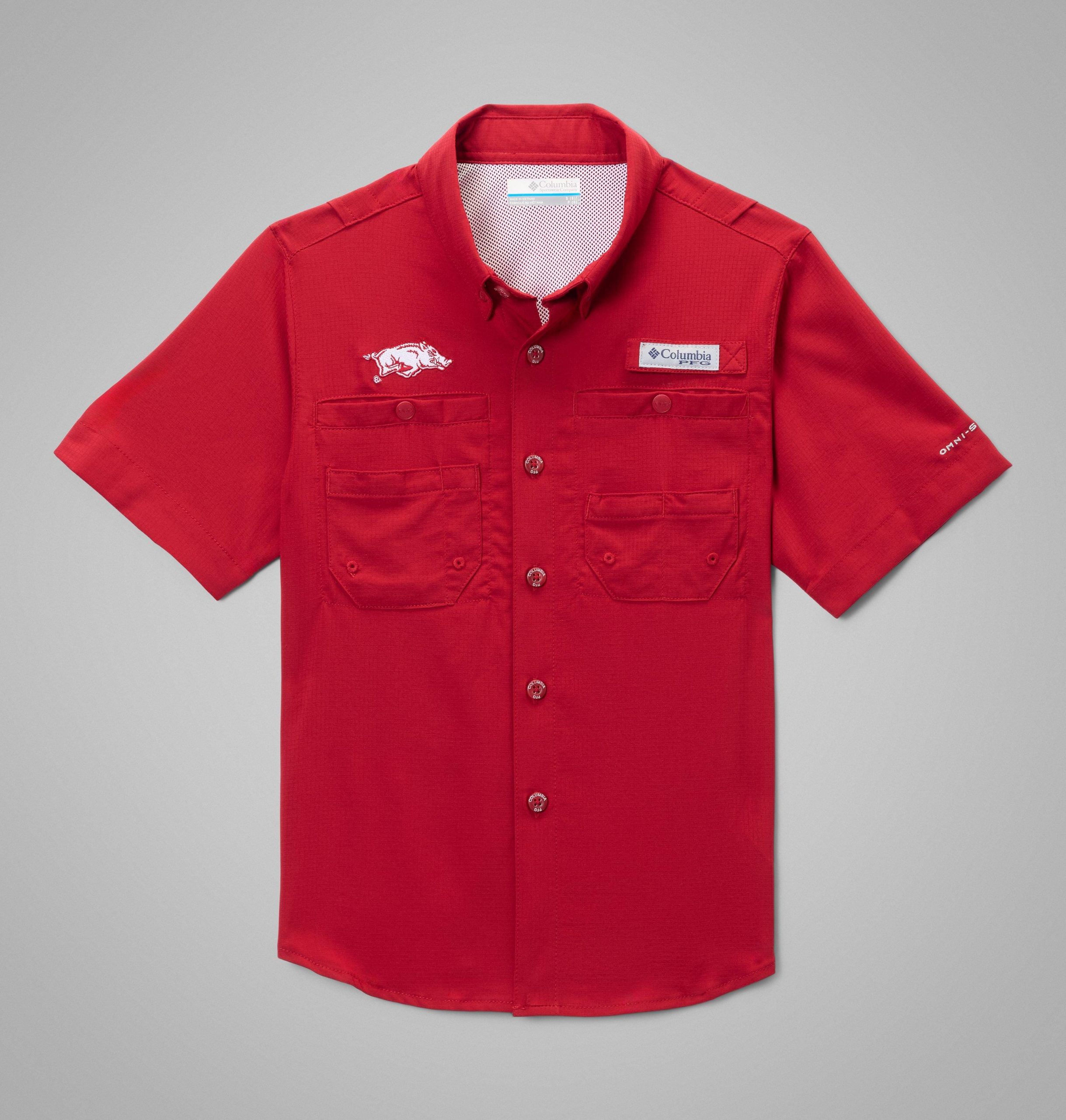 pfg tamiami kurzarmshirt für kinder college-kollektion – arkansas