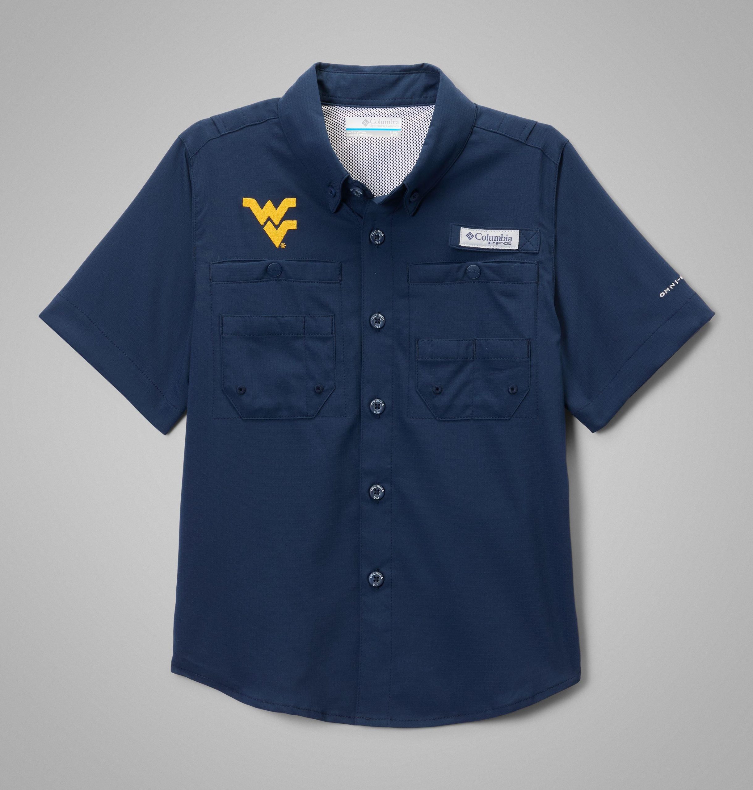 pfg tamiami kurzarmshirt für kinder college-stil – west virginia