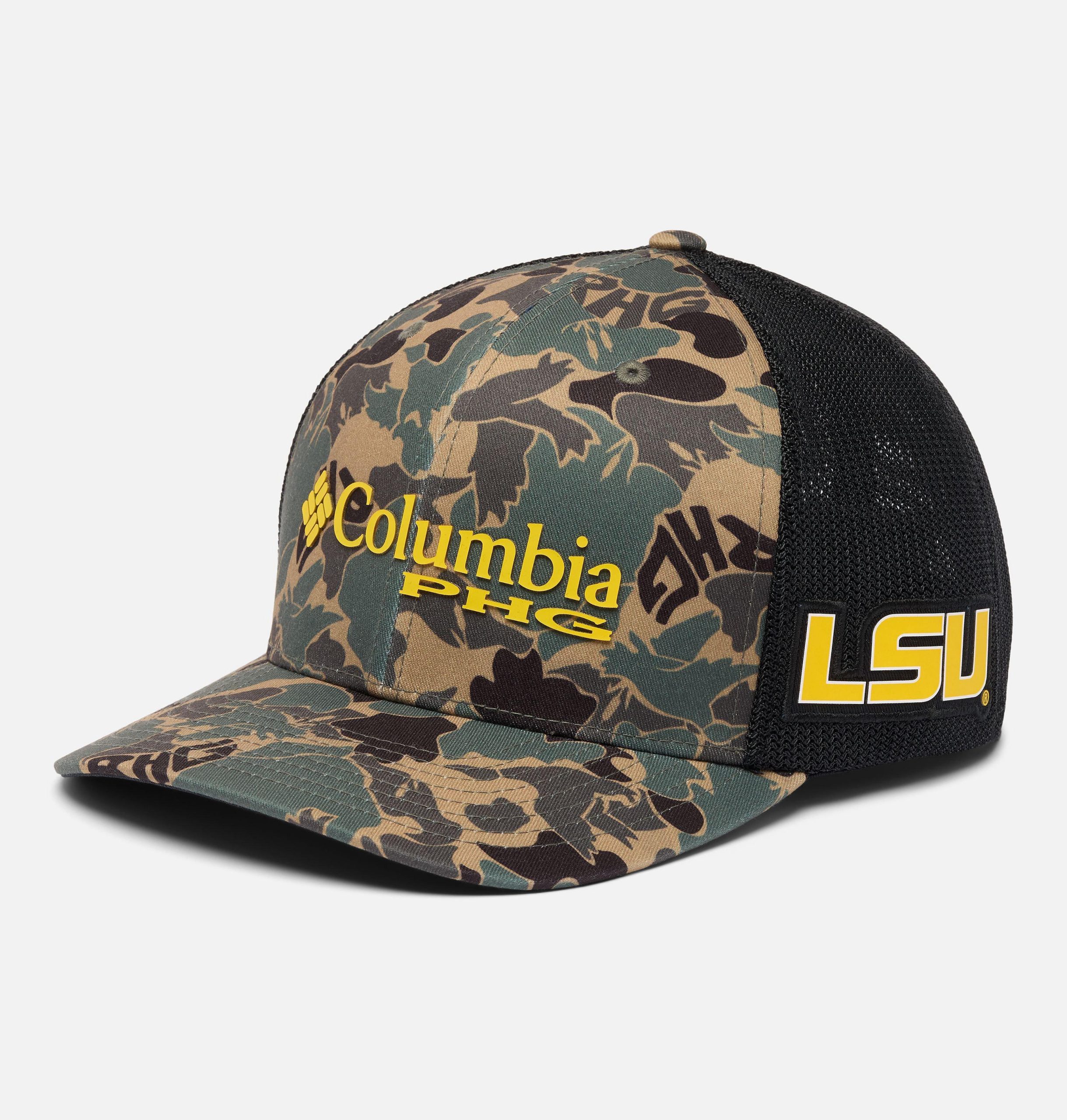 collegiate phg camo mesh ball cap - lsu