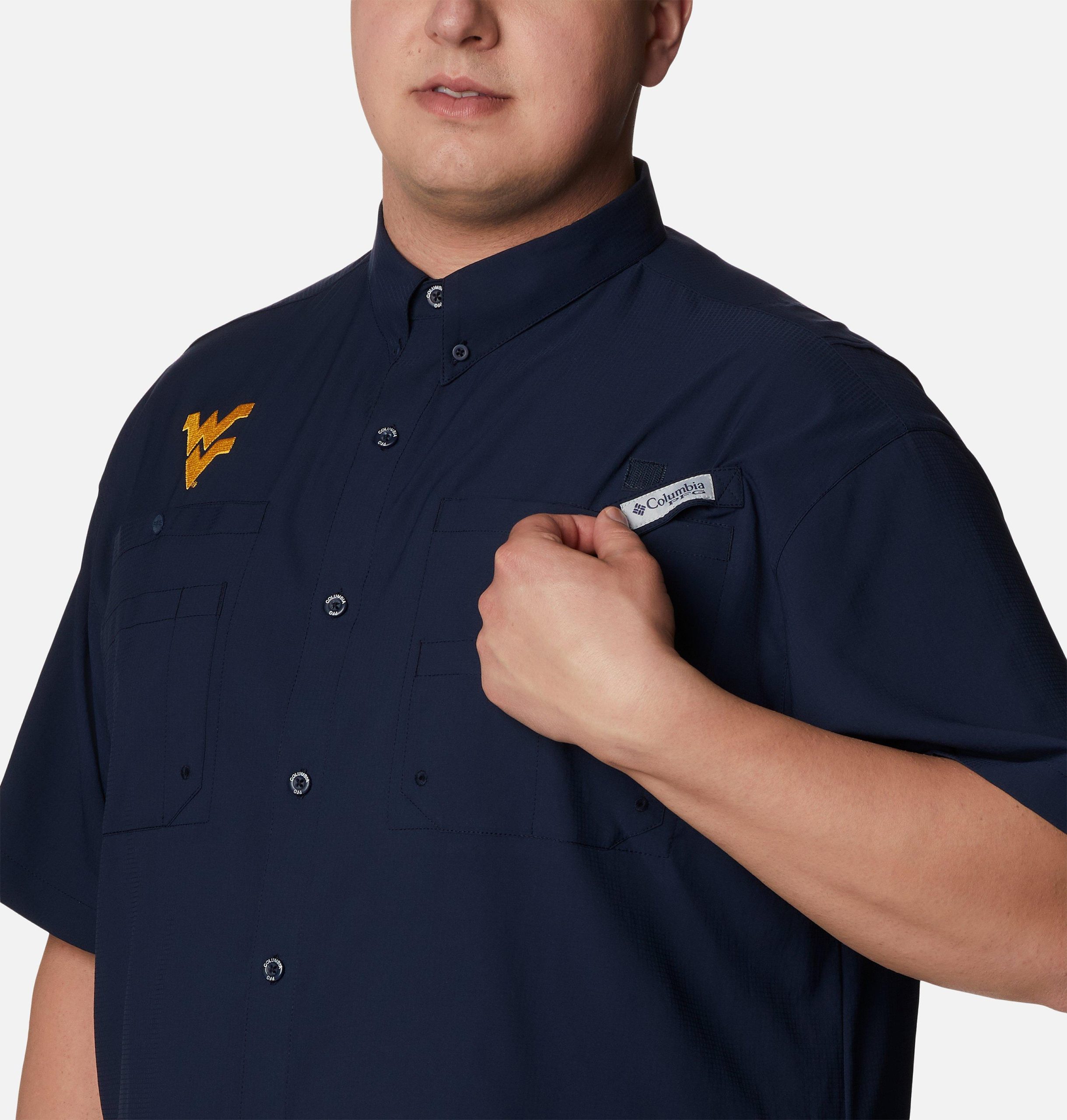 pfg tamiami kurzarm-herrenhemd für college-fans – größe l – west virginia