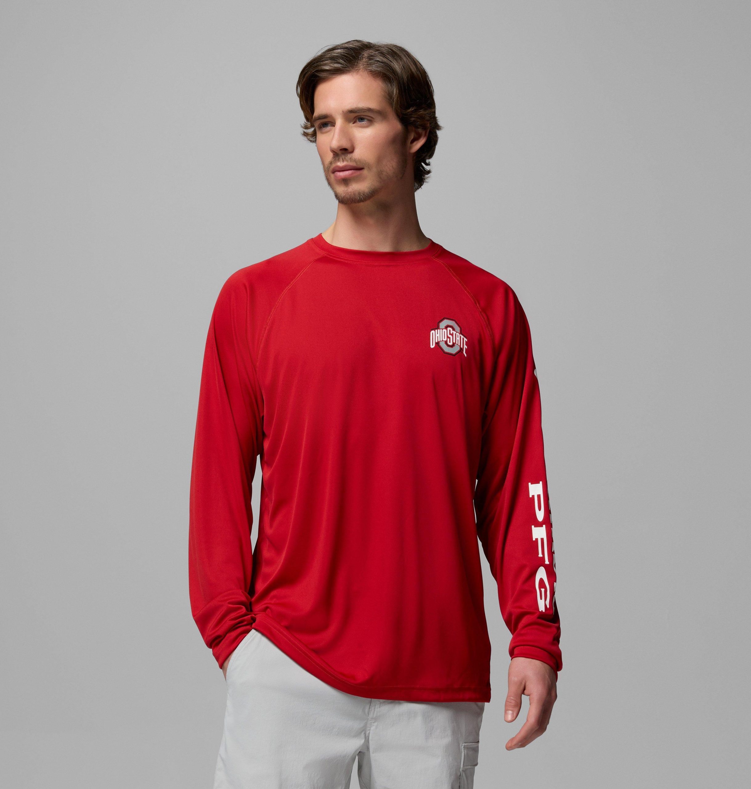 pfg terminal tackle langarmshirt für herren college – größe tall – ohio state