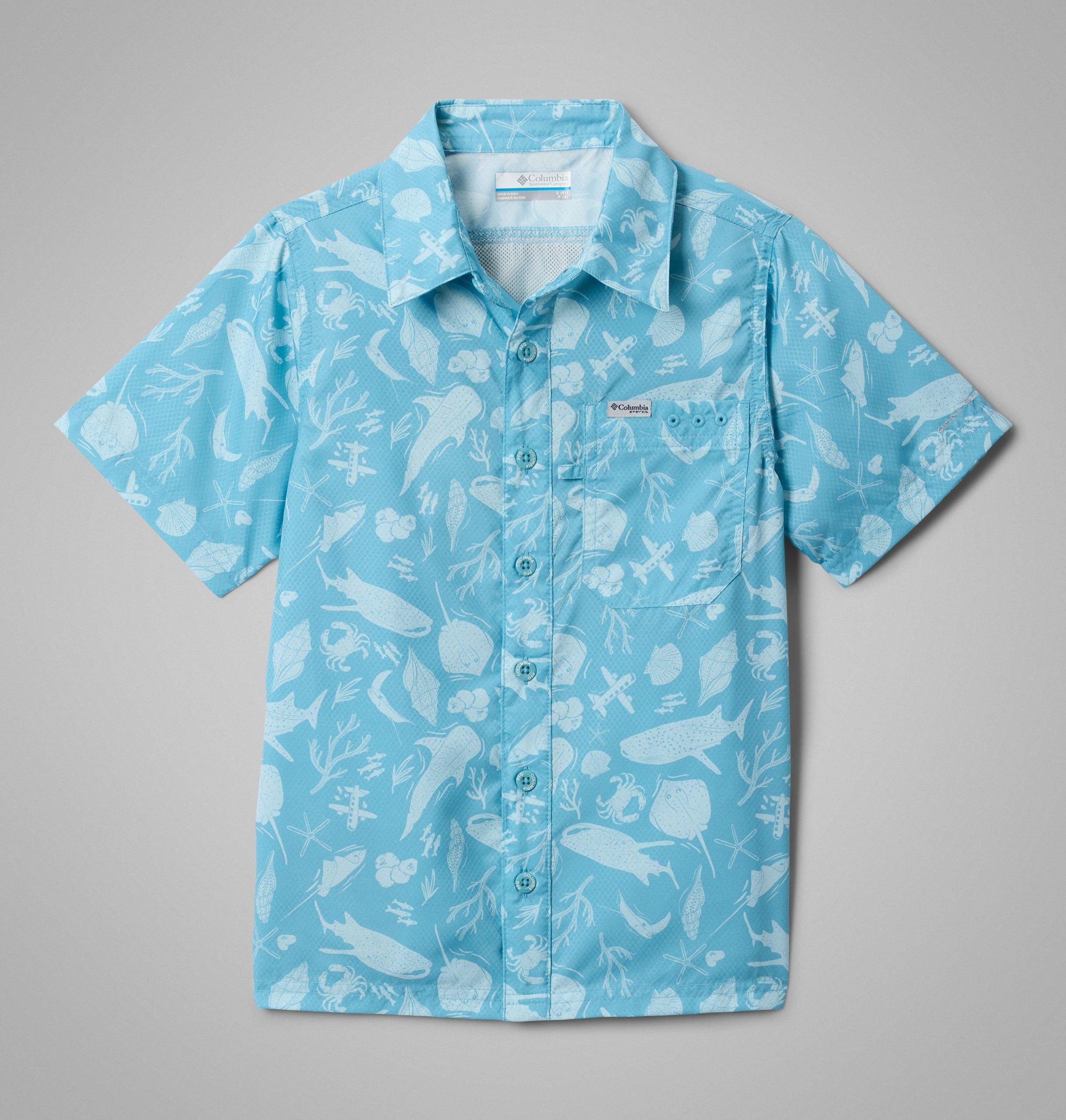 pfg super slack tide kurzarm-camp-shirt für jungen