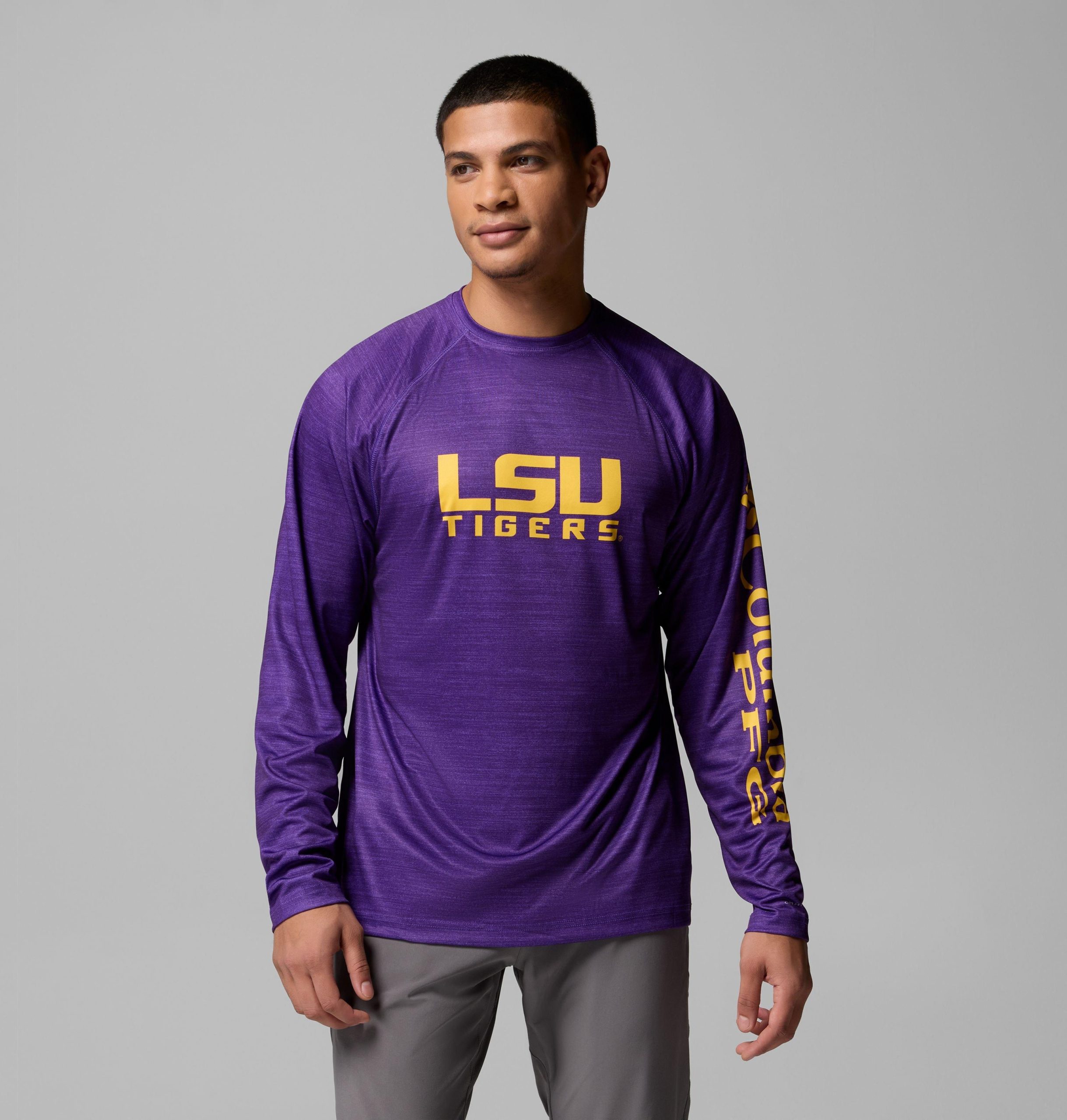 herren-langarmshirt pfg terminal tackle heather - lsu