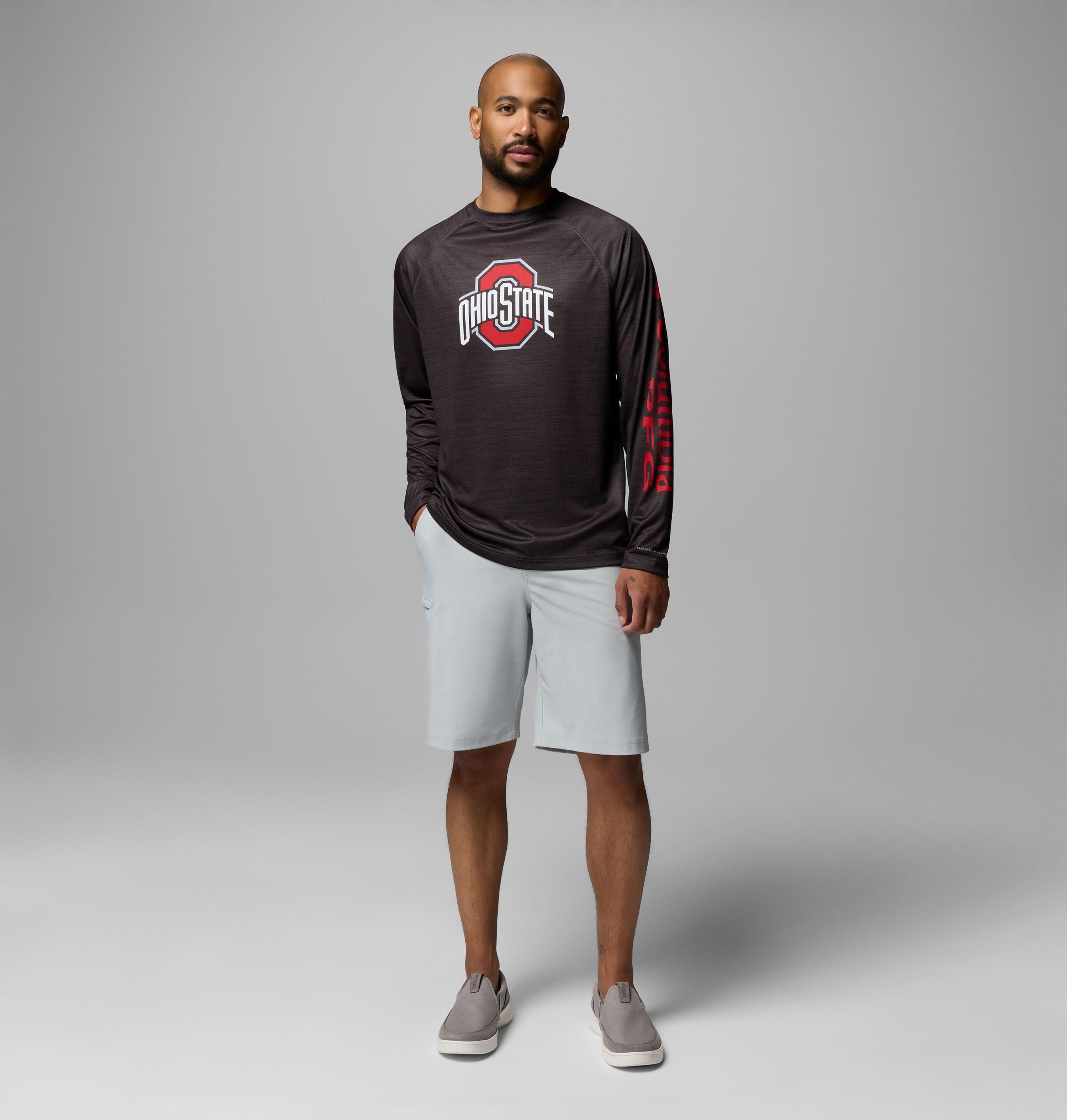 pfg terminal tackle herren-langarmshirt für college-fans meliert - ohio state