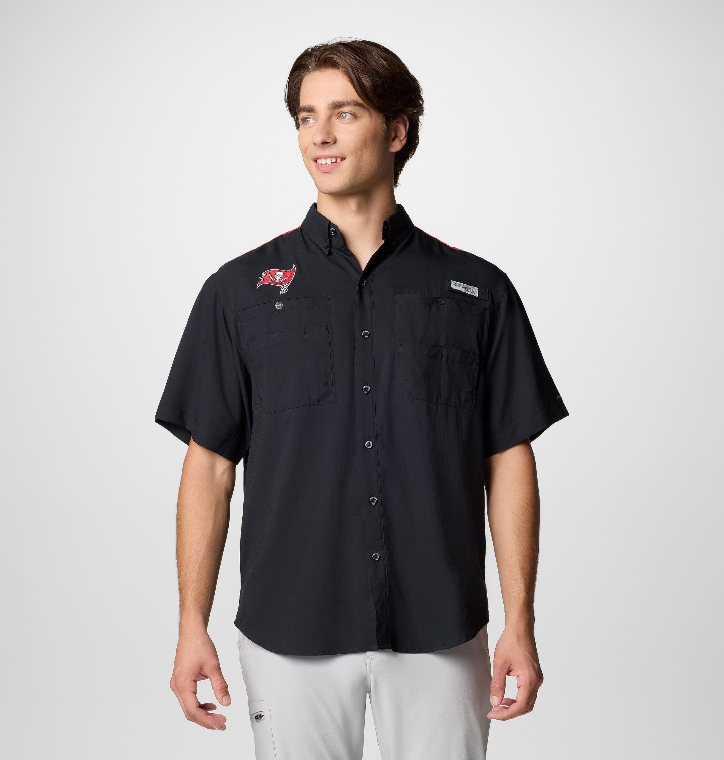 pfg tamiami colorblocked kurzarmhemd für herren – tampa bay buccaneers
