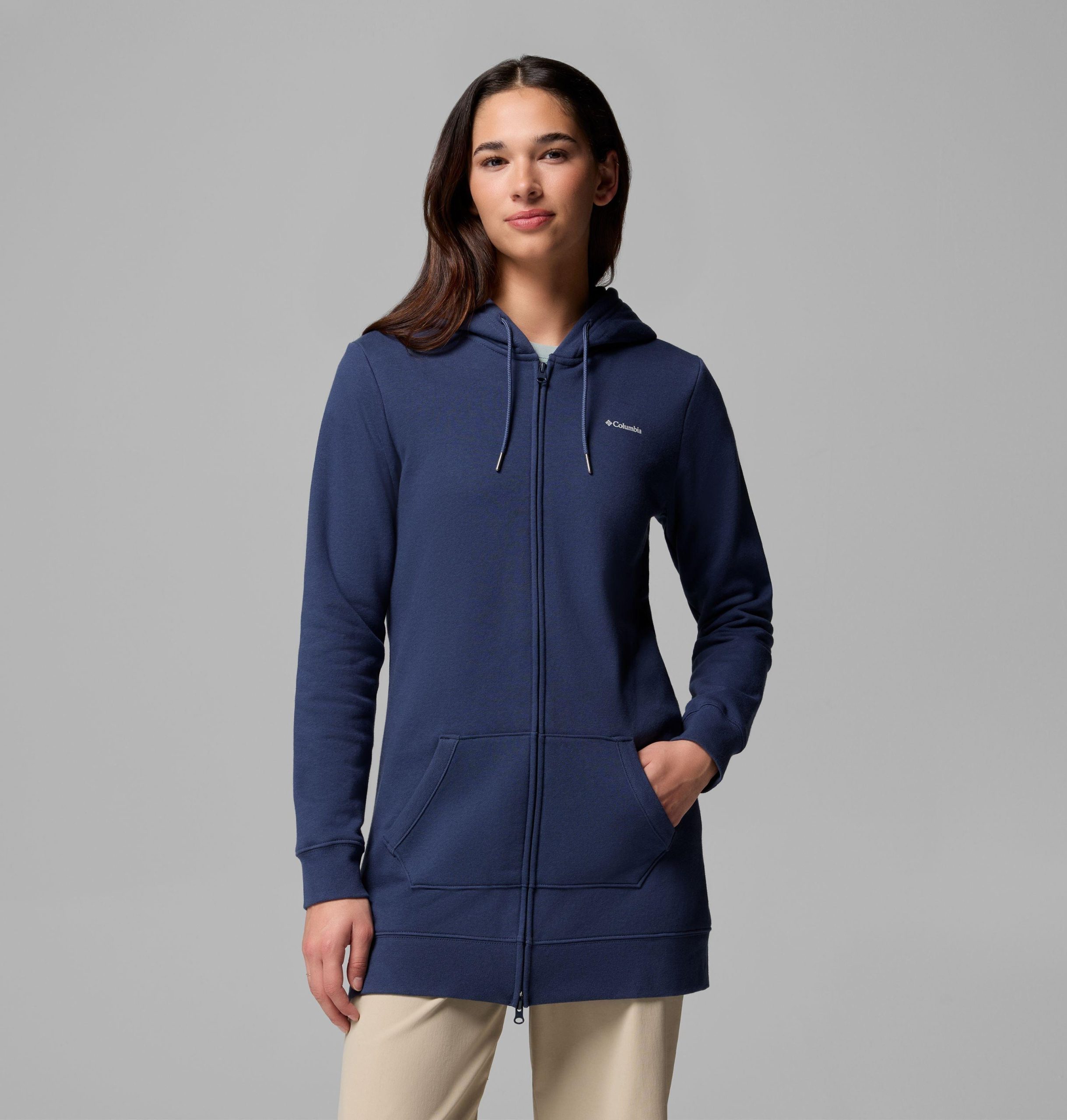 damen burr trail kapuzenpullover mit langem reißverschluss