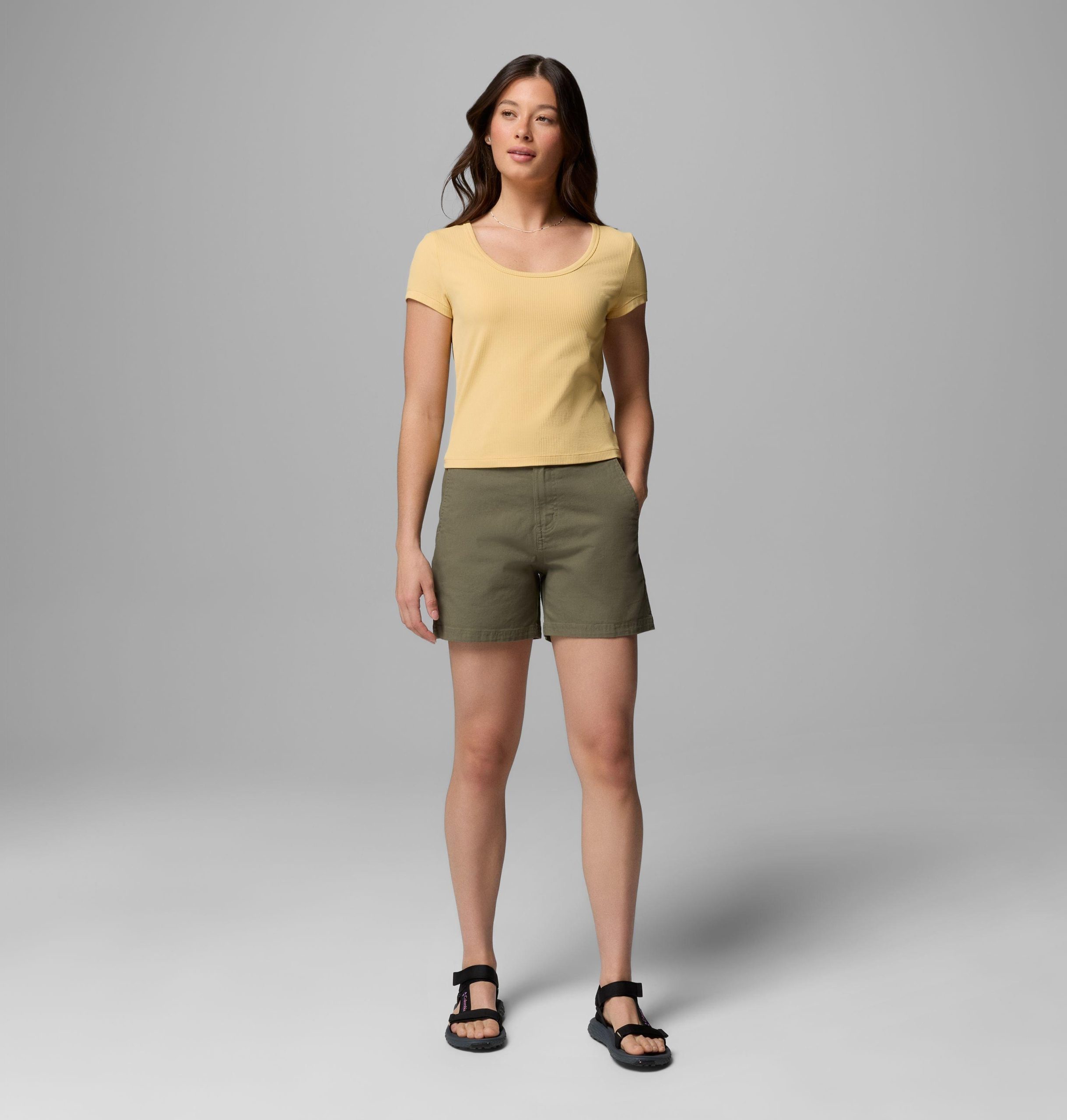 damen pinetown canyon rippstrick kurzarm-t-shirt