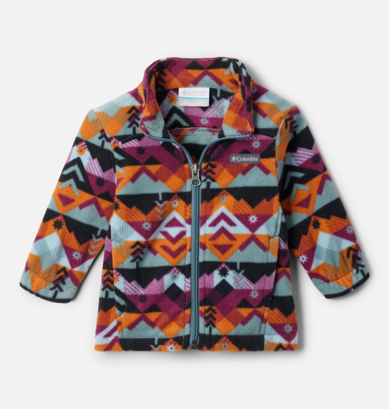 jungen-fleecejacke mit castle dale-print und durchgehendem reißverschluss