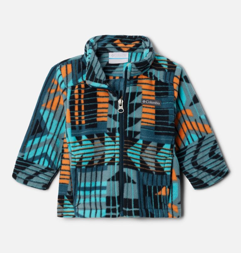 jungen-fleecejacke mit castle dale-print und durchgehendem reißverschluss