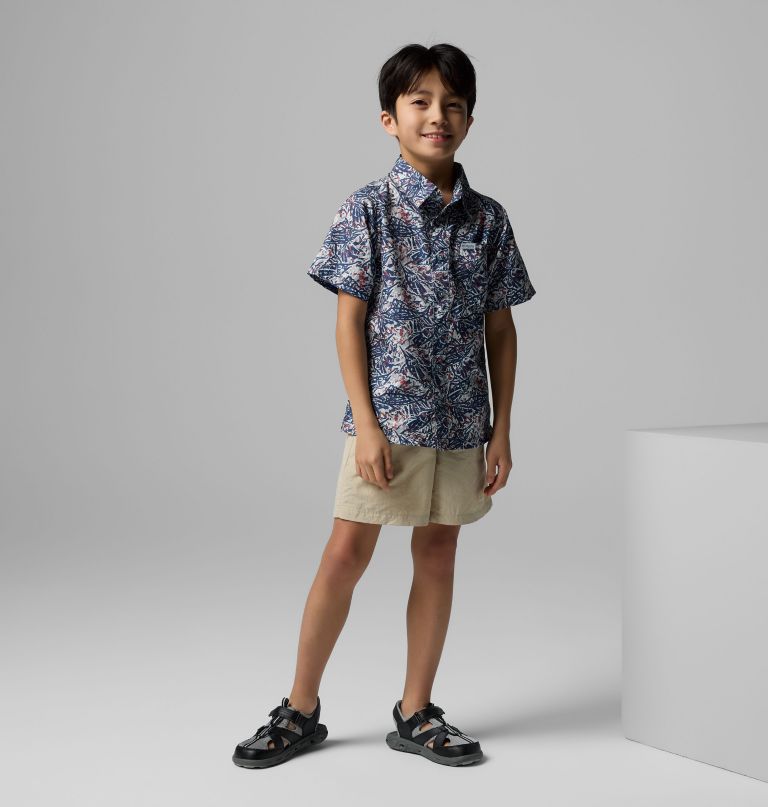 pfg super slack tide kurzarm-camp-shirt für jungen