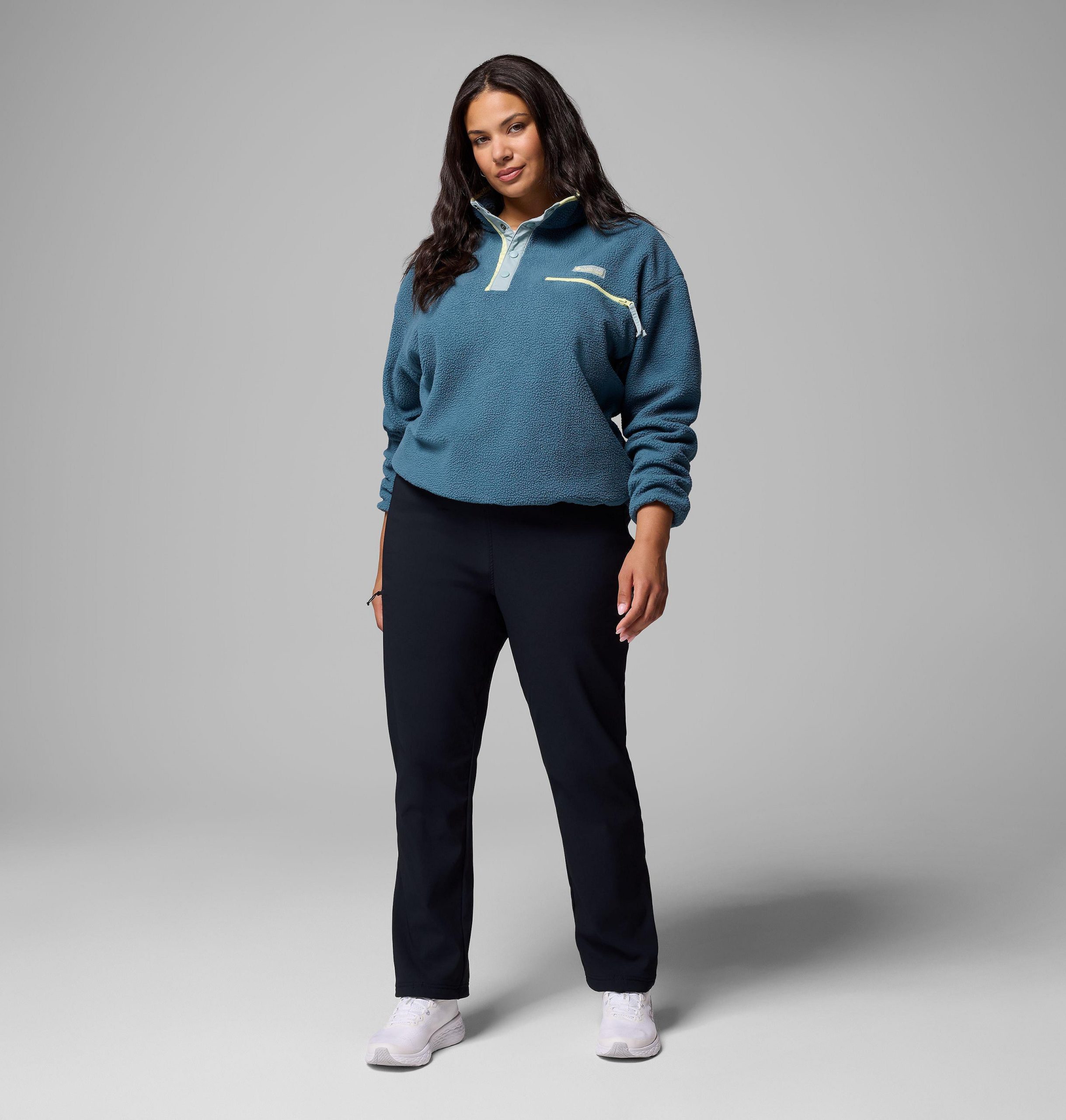 helvetia ii fleece-pullover für damen kurz geschnitten mit halben druckknöpfen – Übergröße