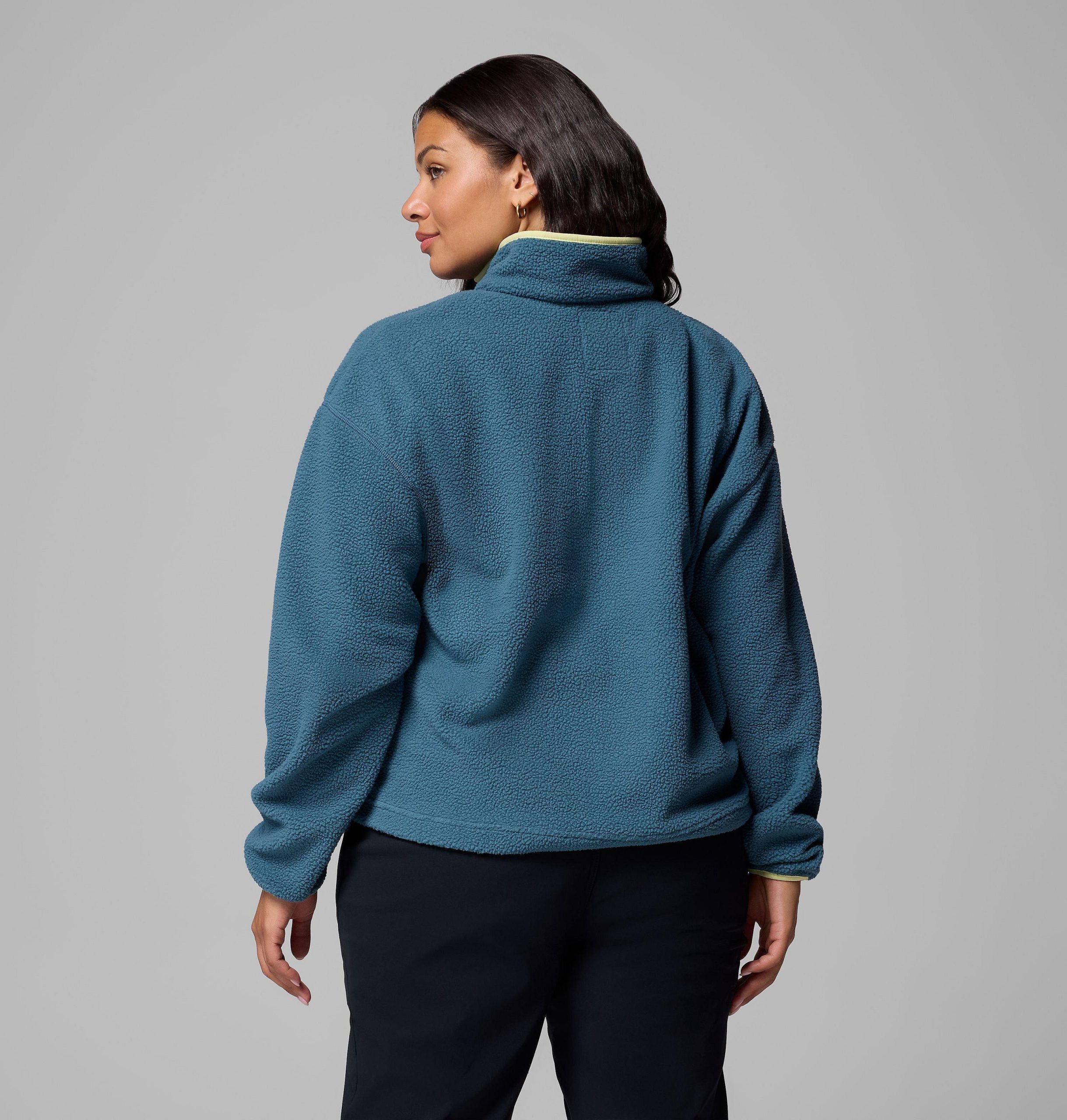 helvetia ii fleece-pullover für damen kurz geschnitten mit halben druckknöpfen – Übergröße